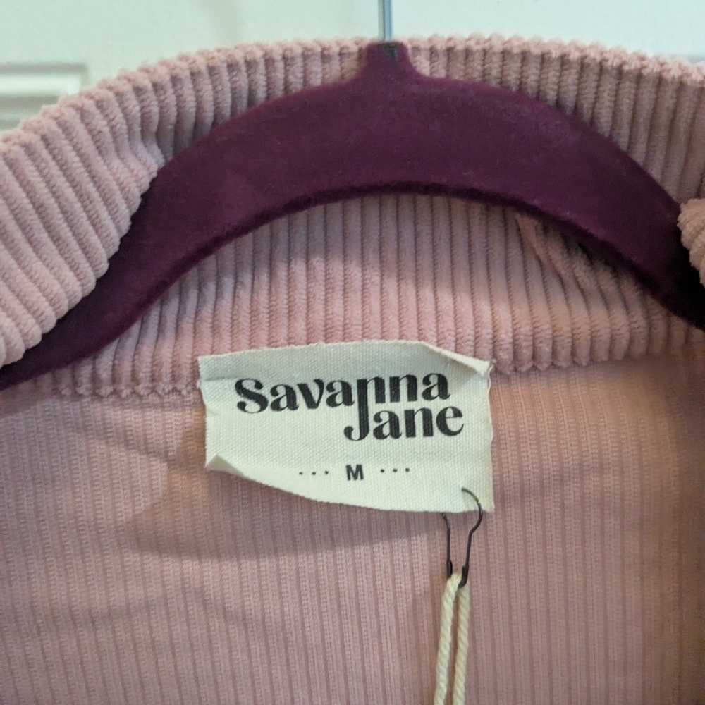 NWT Savanna Jane Pink Corduroy Jacket with Rhinestone Fringe Detail - Picture 3 of 7